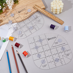 2Pcs Transparent Acrylic Alignment T-Shirt Rulers&nbsp;AJEW-DC0002-17B