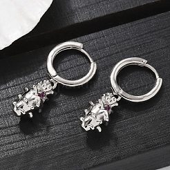Brass Cubic Zirconia Hoop Earrings&nbsp;EJEW-Q015-01P-A