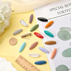 16Pcs 8 Color Plastic Blank Oval Brooch Pins&nbsp;JEWB-CP0001-10B