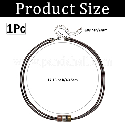 1Pc Alloy Flat Round Beads Imitation Leather Double Layer Necklaces&nbsp;NJEW-CL0001-13