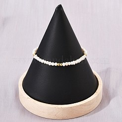 Brass & Natural Pearl Round Beaded Bracelets for Women&nbsp;BJEW-D366-02G