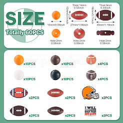 60Pcs Food Grade Eco-Friendly Silicone Beads&nbsp;SIL-TA0002-87
