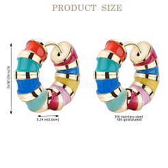 Enamel Striped Thick Hoop Earrings&nbsp;JE1110A