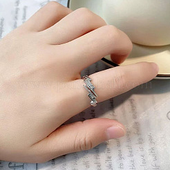 Lightning Bolt Alloy with Crystal Rhinestone Cuff Rings&nbsp;FS-WG55571-01
