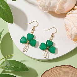 Natural Malaysia Jade Pendant Clover Dangle Earrings&nbsp;EJEW-JE06074-02