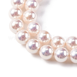 UV Plating Pearlized Glass Pearl Beads Strands&nbsp;GLAA-F128-01A-T02