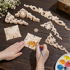 20Pcs 3 Styles Natural Wood Carved Onlay Applique Craft&nbsp;AJEW-NB0009-59