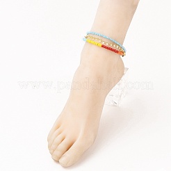 Glass Seed Beads Anklets and Brass Curb Chains Anklets&nbsp;AJEW-AN00315