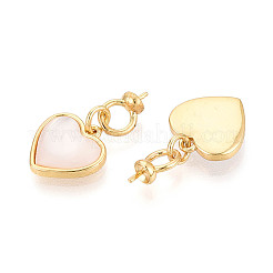 Brass and Shell Cup Pearl Peg Bails Pin Pendants&nbsp;KK-T079-57G