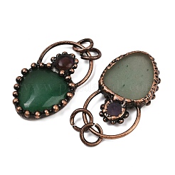 Natural Green Aventurine & Natural Amethyst Pendants&nbsp;G-Z101-06R-04