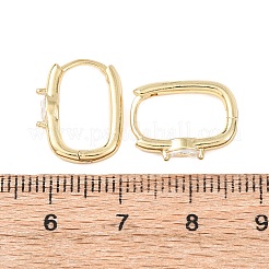 Oval Brass Micro Pave Clear Cubic Zirconia Hoop Earrings&nbsp;EJEW-H178-14G