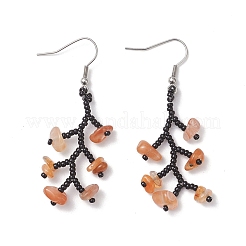 316 Surgical Stainless Steel Glass Seed Beads Chip Dangle Earrings&nbsp;EJEW-TA00774-03