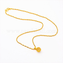 Hollow Round Ball Brass Pendant Necklaces for Women&nbsp;FS-WG3DF9E-01
