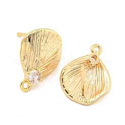 Brass Micro Pave Cubic Zirconia Stud Earring Findings&nbsp;KK-U015-03G