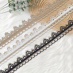 6 Yards 3 Colors Polyester Embroidery Lace Trim Ribbon&nbsp;OCOR-CY0003-84