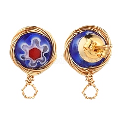 Handmade Millefiori Lampwork Earring Stud Settings and Ear Nuts&nbsp;EJEW-JE04418-03