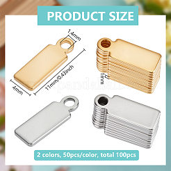 100Pcs 2 Colors 304 Stainless Steel Chain Extender Drop&nbsp;STAS-BC0004-07