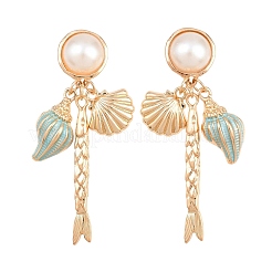 Alloy Enamel with Plastic Pearls Stud Earrings&nbsp;EJEW-Z172-05G-02