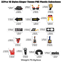 32Pcs 16 Styles Singer Theme PVC Plastic Cabochons&nbsp;FIND-CJ0002-55