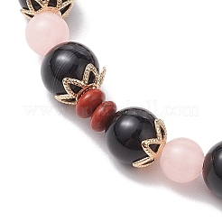 Natural Red Jasper & Black Onyx(Dyed & Heated) & Luminous Acrylic Beaded Stretch Bracelets for Women Men&nbsp;BJEW-JB10502
