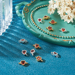 12Pcs 2 Colors Brass Pave Cubic Zirconia Heart Links Connector Charms&nbsp;KK-TA0003-48G