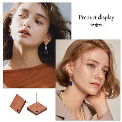 15 Pairs Walnut Wood Rhombus Stud Earring Findings&nbsp;EJEW-SC0001-30