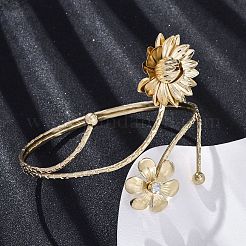 Lotus Alloy Arm Cuff Bangles for Girl Women&nbsp;LS-AJEW-A063-01D-G