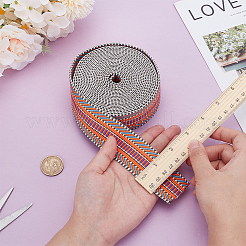 5 Yards Polyester Striped Jacquard Ribbon&nbsp;OCOR-WH0078-287B