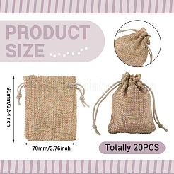 20Pcs Rectangle Polyester Imitation Burlap Packing Pouches Drawstring Bags&nbsp;ABAG-TA0001-95B