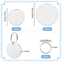 DIY 201 Stainless Steel Blank Flat Round Pendant Keychain Making Kits&nbsp;DIY-PH0029-47