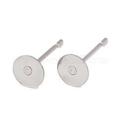 Tarnish Resistant 316 Surgical Stainless Steel Flat Round Blank Peg Stud Earring Settings&nbsp;STAS-R073-05