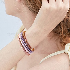 7Pcs 7 Style Handmade Polymer Clay Heishi Surfer Stretch Bracelets Set&nbsp;BJEW-SW00073-04