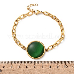 304 Stainless Steel Flat Round Link Bracelets&nbsp;BJEW-A036-10G-02