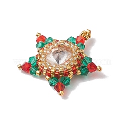 Christmas Glass & Seed Bead Woven Pendants&nbsp;PALLOY-MZ00261
