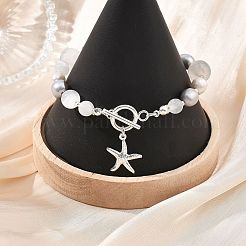 ABS Plastic Imitation Pearl & Natural Cultured Freshwater Pearl & Selenite Beaded Bracelets for Women&nbsp;BJEW-JB13802