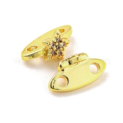 Rack Plating Brass Micro Pave Clear Cubic Zirconia Connector Charms&nbsp;KK-F864-04G