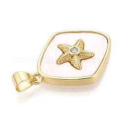 Brass Micro Pave Clear Cubic Zirconia Pendants&nbsp;KK-N268-21G