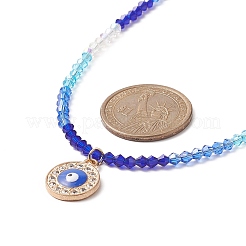 Alloy Enamel Evil Eye Pendant Necklace with Crystal Rhinestone&nbsp;NJEW-JN04206