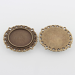 Vintage Filigree Wrap Flat Round Alloy Pendant Cabochon Settings&nbsp;PALLOY-N0088-47AB-NF