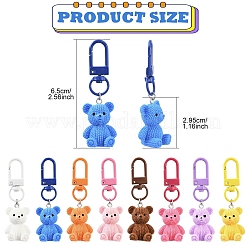 8Pcs 8 Colors Opaque Resin Bear Pendant Decorations&nbsp;HJEW-YW00285
