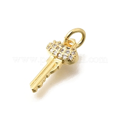 Brass Micro Pave Clear Cubic Zirconia Pendants&nbsp;KK-D255-06G