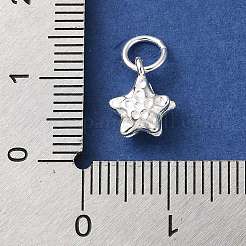 925 Sterling Silver Textured Star Charms with Jump Rings&nbsp;STER-H118-06S