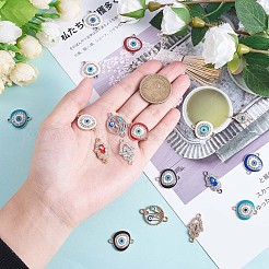 20Pcs Eye Enamel Charm Connector Flat Round Evil Eye Charm Assorted Evil Eye Connector for Jewelry Necklace Bracelet Earring Making Crafts&nbsp;JX222A