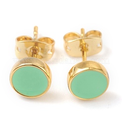 Golden Plated Brass Enamel Stud Earrings&nbsp;EJEW-L234-041B