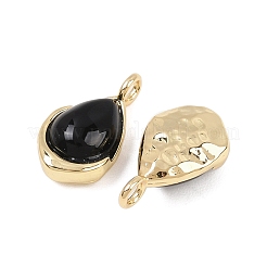 Natural Black Onyx(Dyed & Heated) Teardrop Charms&nbsp;KK-B157-33B-G
