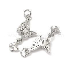 Brass Micro Pave Clear Cubic Zirconia Pendants&nbsp;KK-D228-07P