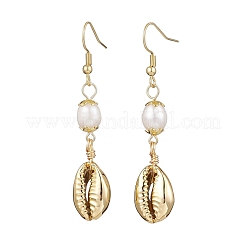 Natural Freshwater Pearl & Electroplated Shell Necklace and Bracelet and Dangle Earring Sets&nbsp;SJEW-JS01314