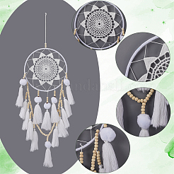 Woven Web/Net with Tassels Hanging Ornaments&nbsp;AJEW-WH20075-001B