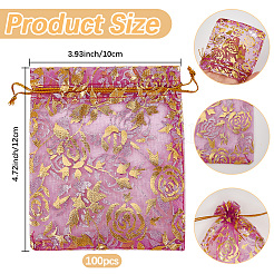 100Pcs Rose Printed Organza Bags&nbsp;OP-SP0001-06A