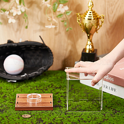 1 Set Square Acrylic Dust-Proof Display Boxes with Wooden Base&nbsp;AJEW-OC0013-56A